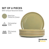 Ceramic Dinner Plates Set Of 6 Pieces, Pistachio Green | Ceramic Plates Set - Glossy Finish Plate Set | Ceramic Dinner Plates - Set Of 6 Plates For Dinner | Microwave Safe & Chip Resistant